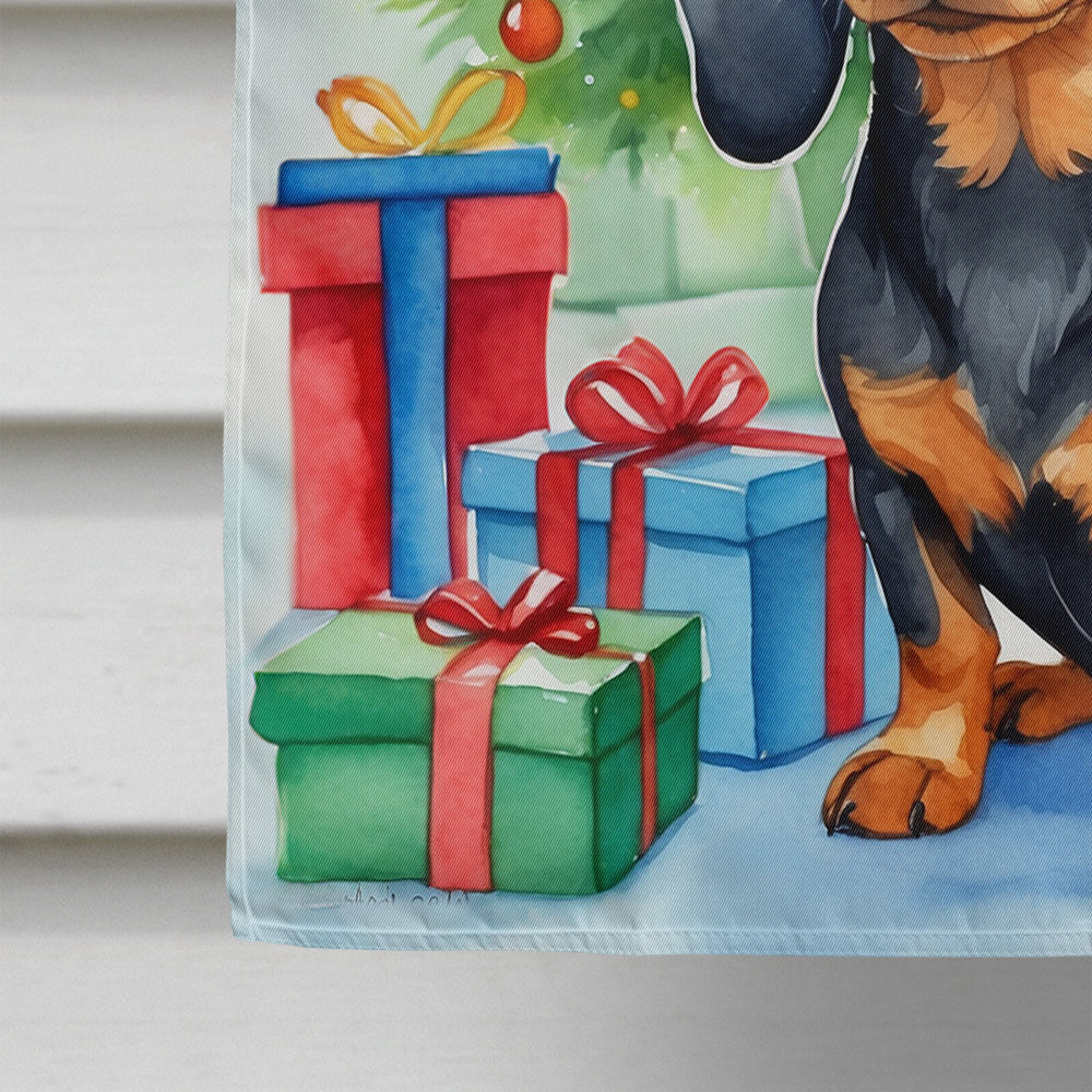 Black and Tan Dachshund Christmas Reindeer House Flag 28x40 Porch Sleeve Pole Decorative Outside Yard Banner Artwork Wall Hanging, Polyester