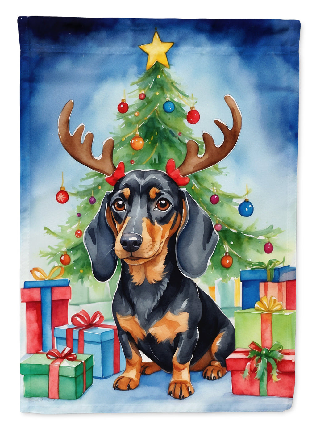Black and Tan Dachshund Christmas Reindeer Garden Flag Mailbox Decorative Yard Banner Outside Patio Artwork for Flower Beds, Garden Size, Multicolor