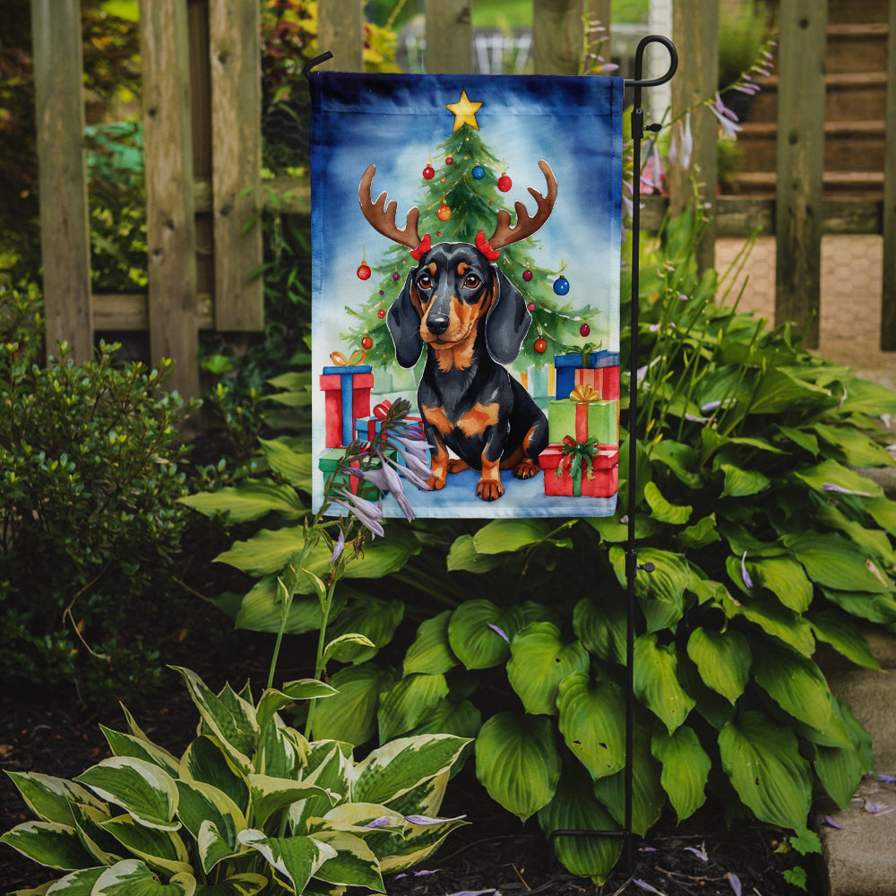 Black and Tan Dachshund Christmas Reindeer Garden Flag Mailbox Decorative Yard Banner Outside Patio Artwork for Flower Beds, Garden Size, Multicolor