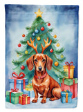 Dachshund Christmas Reindeer House Flag 28x40 Porch Sleeve Pole Decorative Outside Yard Banner Artwork Wall Hanging, Polyester