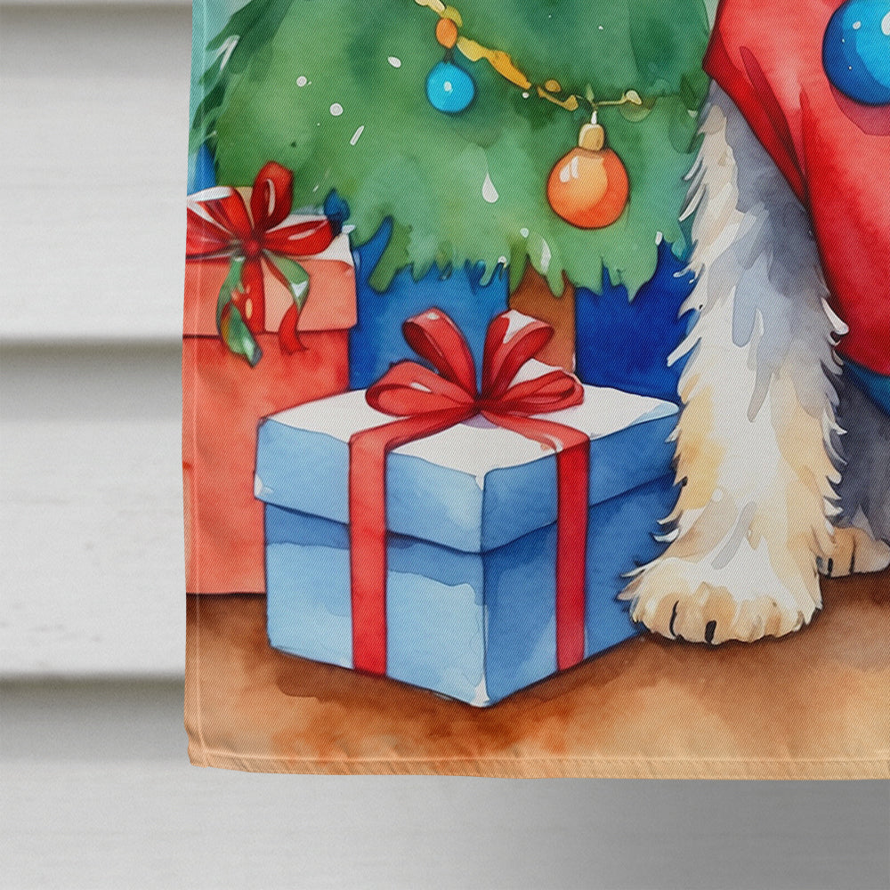 Dandie Dinmont Terrier Christmas Reindeer House Flag 28x40 Porch Sleeve Pole Decorative Outside Yard Banner Artwork Wall Hanging, Polyester