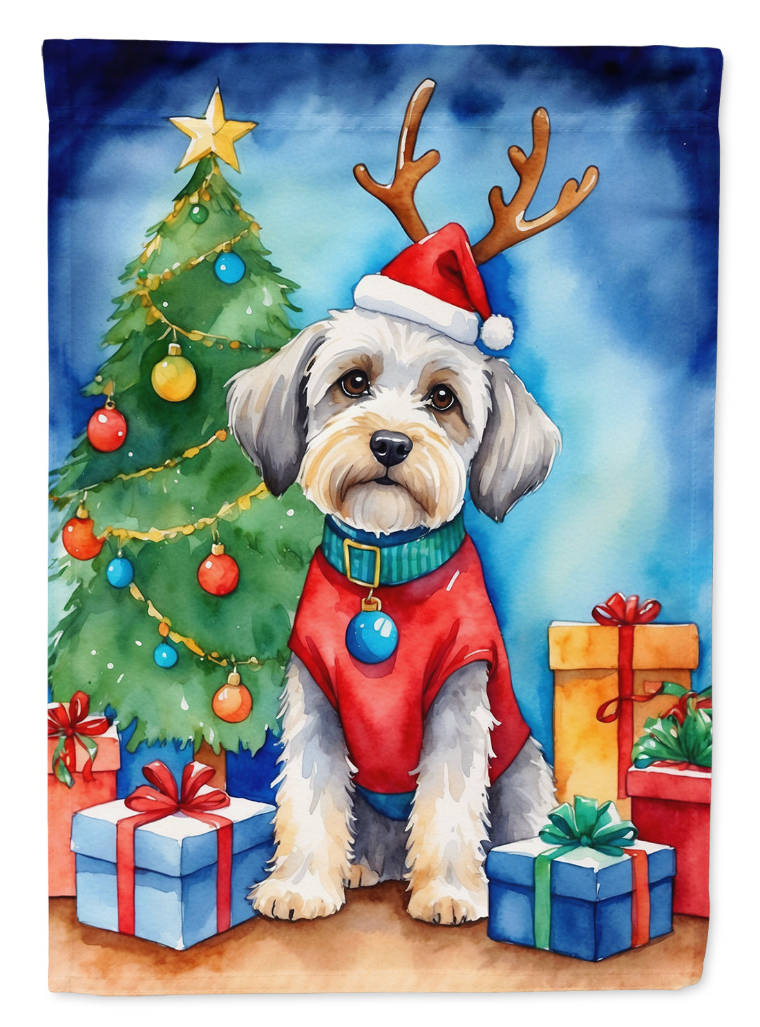 Dandie Dinmont Terrier Christmas Reindeer Garden Flag Mailbox Decorative Yard Banner Outside Patio Artwork for Flower Beds, Garden Size, Multicolor