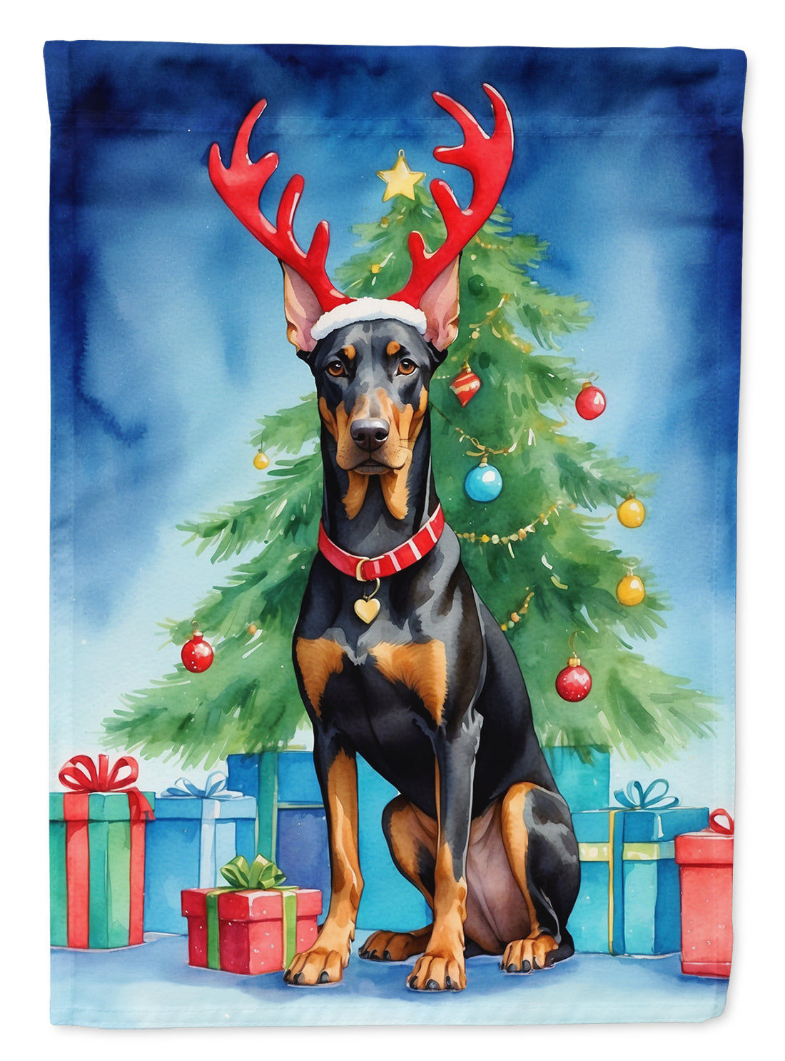 Doberman Pinscher Christmas Reindeer Garden Flag Mailbox Decorative Yard Banner Outside Patio Artwork for Flower Beds, Garden Size, Multicolor