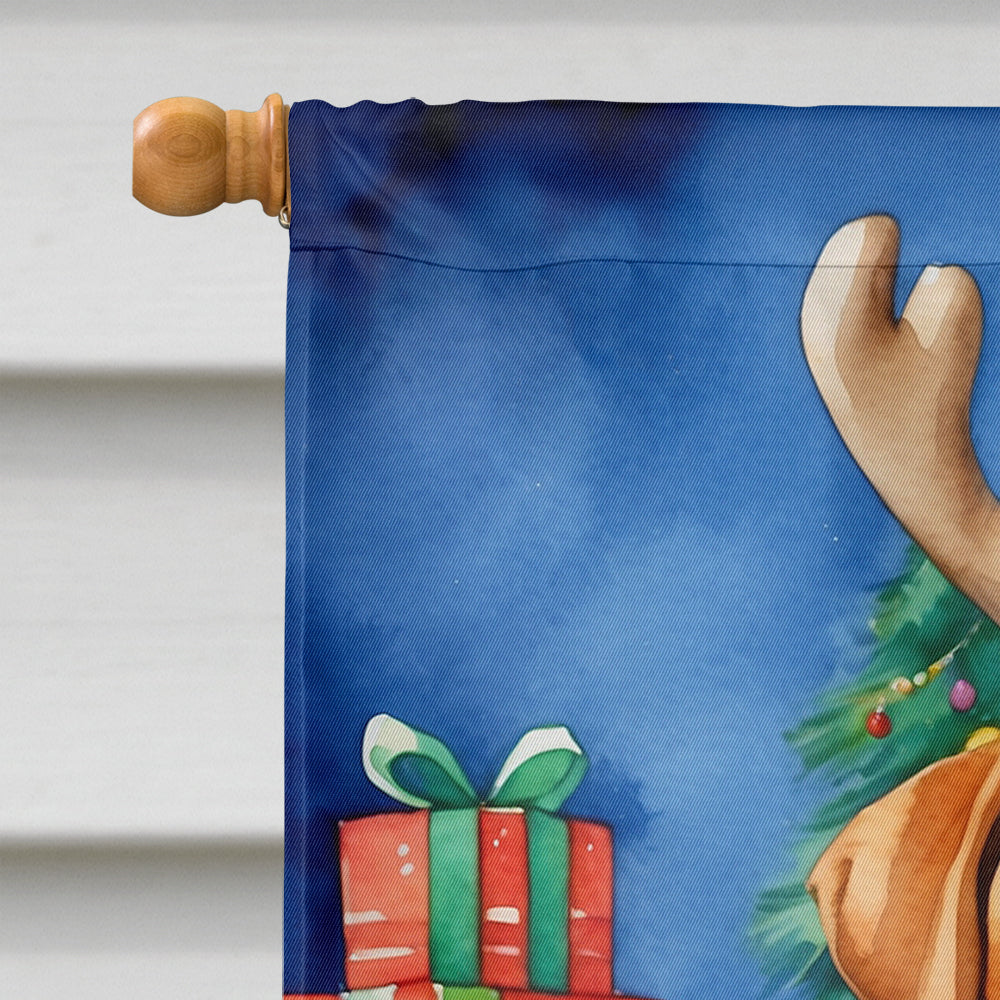Dogue de Bordeaux Christmas Reindeer House Flag 28x40 Porch Sleeve Pole Decorative Outside Yard Banner Artwork Wall Hanging, Polyester