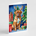 Dogue de Bordeaux Christmas Reindeer Greeting Cards Pack of 8 Blank Cards with Envelopes Whimsical A7 Size 5x7