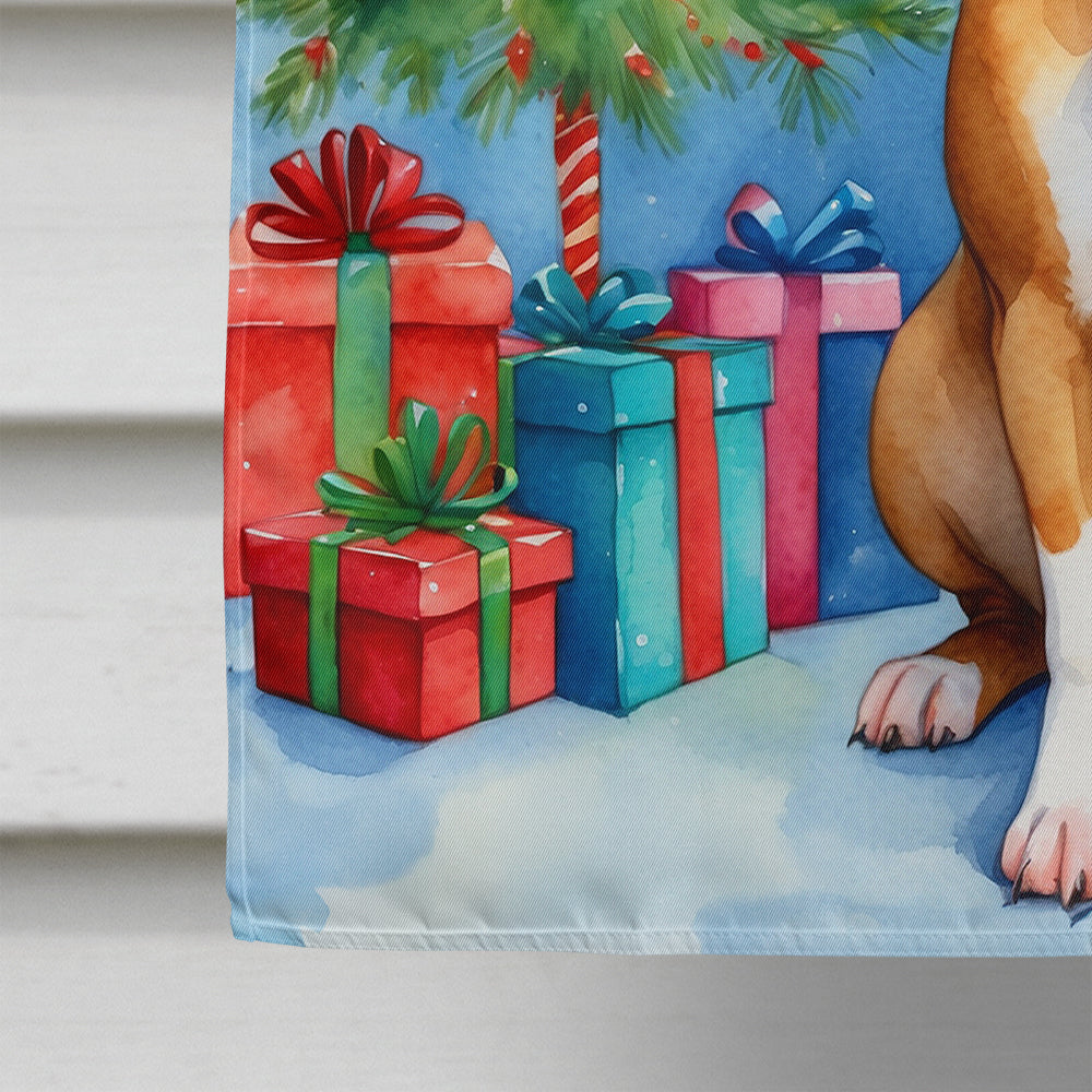 Bull Terrier Christmas Reindeer House Flag 28x40 Porch Sleeve Pole Decorative Outside Yard Banner Artwork Wall Hanging, Polyester