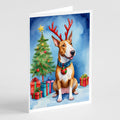 Bull Terrier Christmas Reindeer Greeting Cards Pack of 8 Blank Cards with Envelopes Whimsical A7 Size 5x7