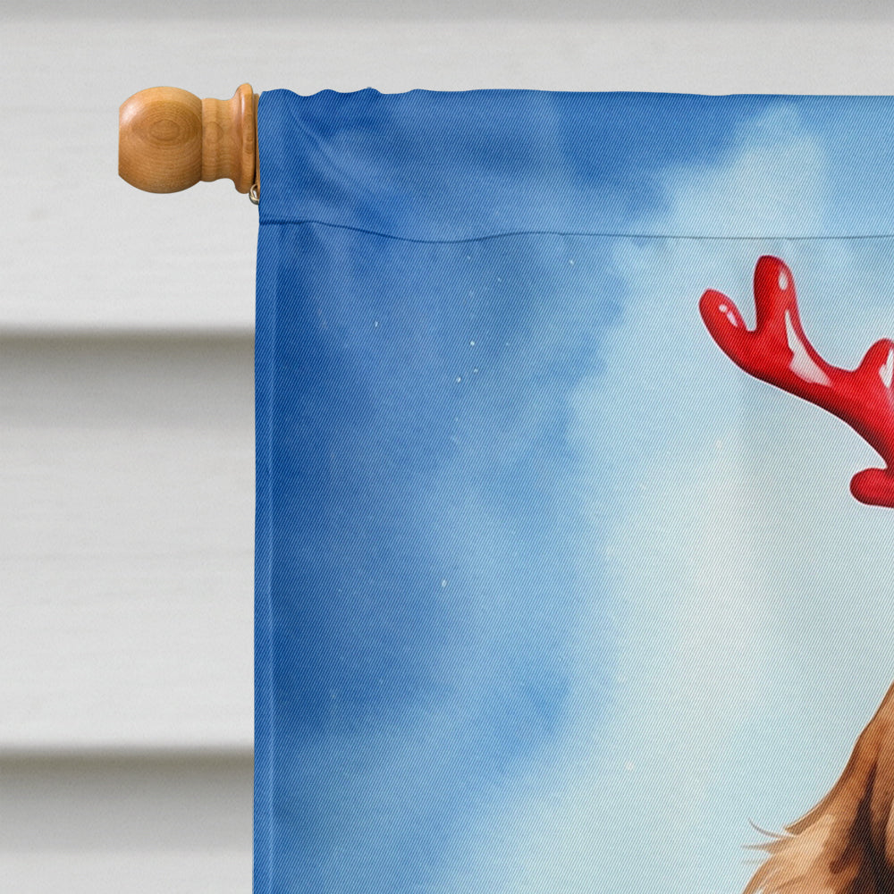English Cocker Spaniel Christmas Reindeer House Flag 28x40 Porch Sleeve Pole Decorative Outside Yard Banner Artwork Wall Hanging, Polyester
