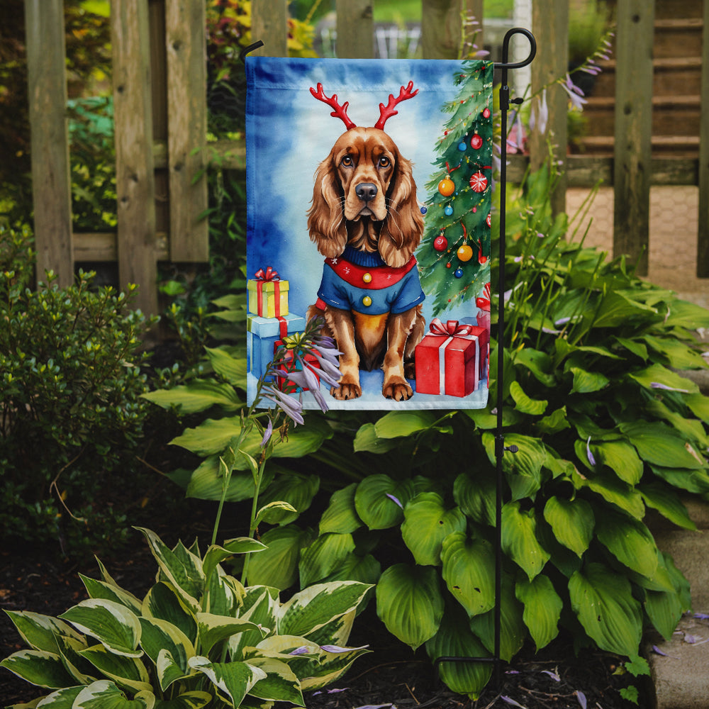 English Cocker Spaniel Christmas Reindeer Garden Flag Mailbox Decorative Yard Banner Outside Patio Artwork for Flower Beds, Garden Size, Multicolor