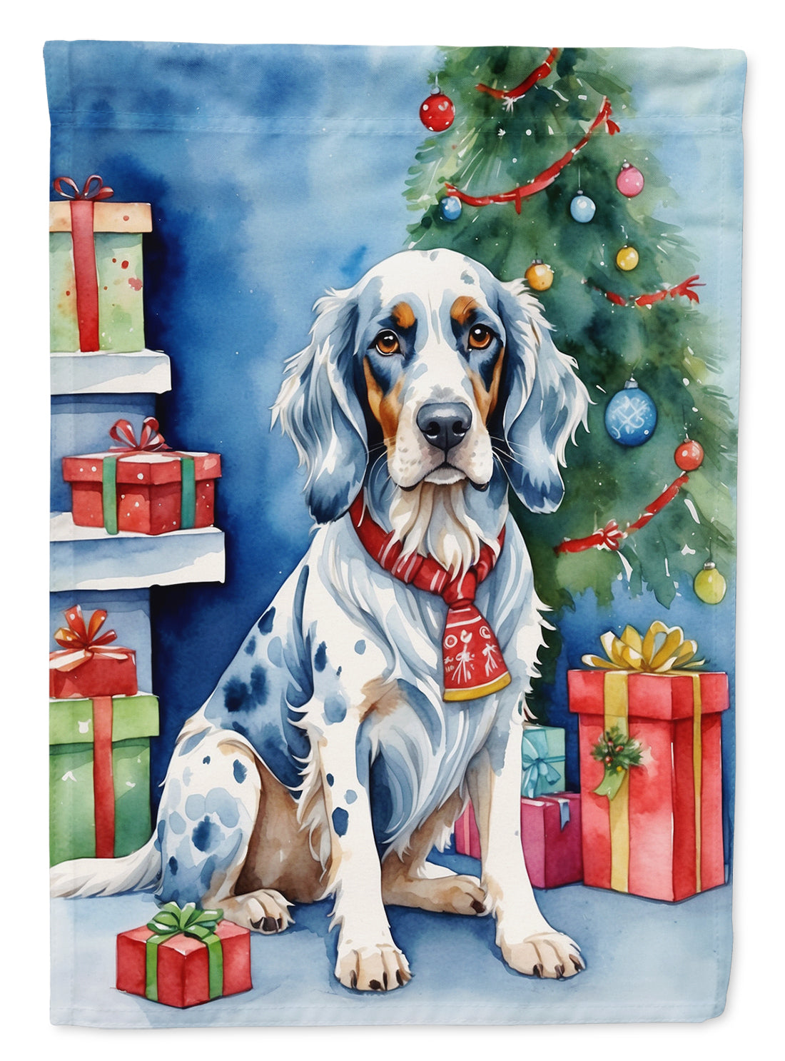 English Setter Christmas Reindeer House Flag 28x40 Porch Sleeve Pole Decorative Outside Yard Banner Artwork Wall Hanging, Polyester