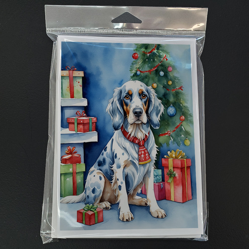 English Setter Christmas Reindeer Greeting Cards Pack of 8 Blank Cards with Envelopes Whimsical A7 Size 5x7