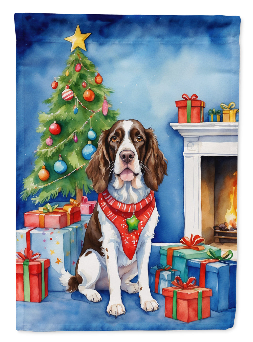 English Springer Spaniel Christmas Reindeer House Flag 28x40 Porch Sleeve Pole Decorative Outside Yard Banner Artwork Wall Hanging, Polyester