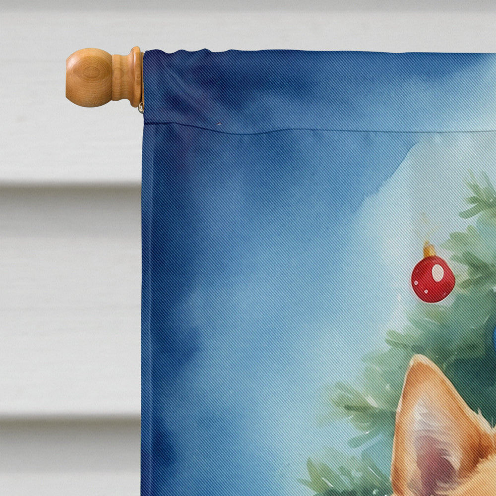 Finnish Spitz Christmas Reindeer House Flag 28x40 Porch Sleeve Pole Decorative Outside Yard Banner Artwork Wall Hanging, Polyester