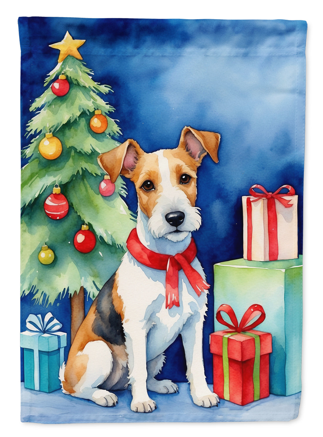 Fox Terrier Christmas Reindeer Garden Flag Mailbox Decorative Yard Banner Outside Patio Artwork for Flower Beds, Garden Size, Multicolor