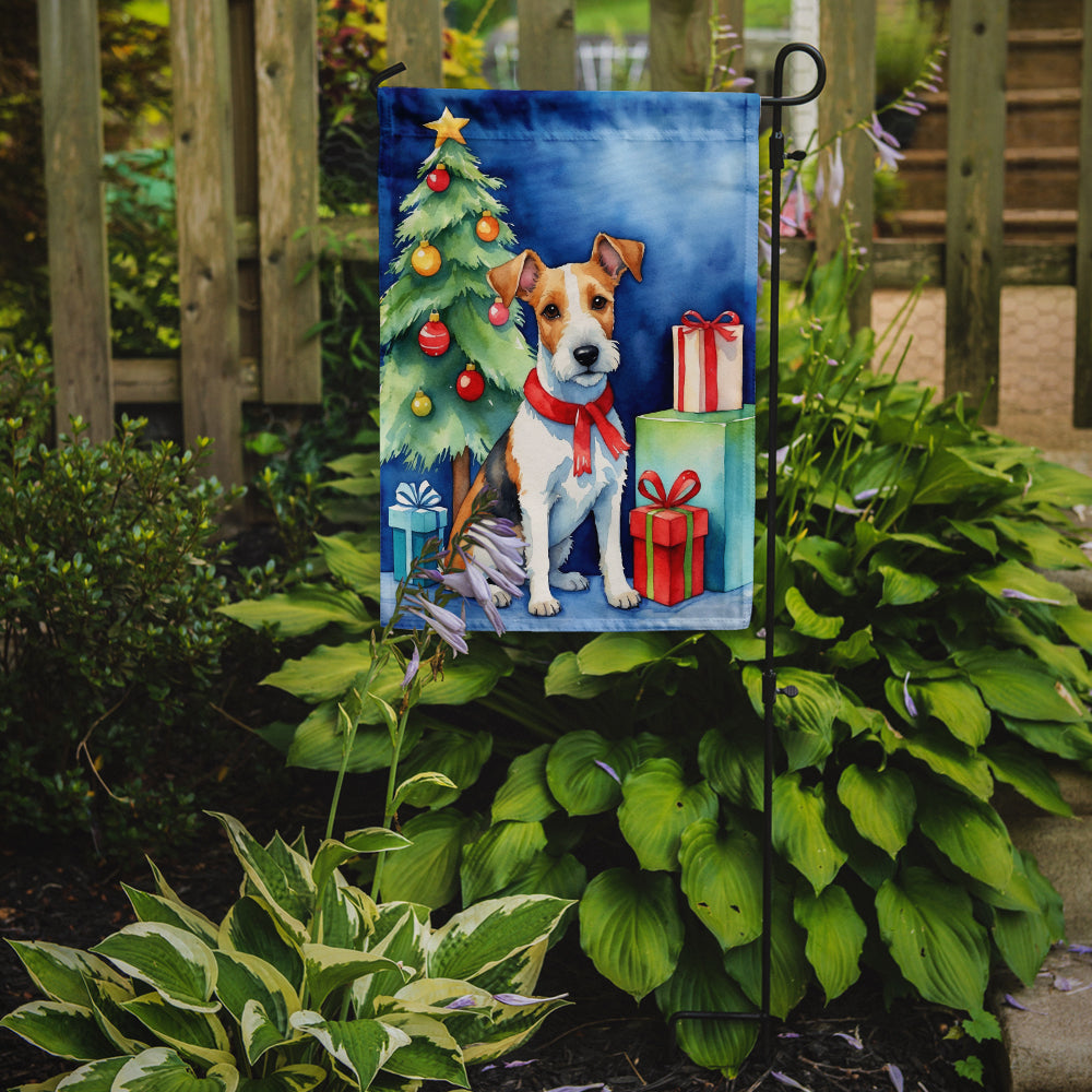 Fox Terrier Christmas Reindeer Garden Flag Mailbox Decorative Yard Banner Outside Patio Artwork for Flower Beds, Garden Size, Multicolor