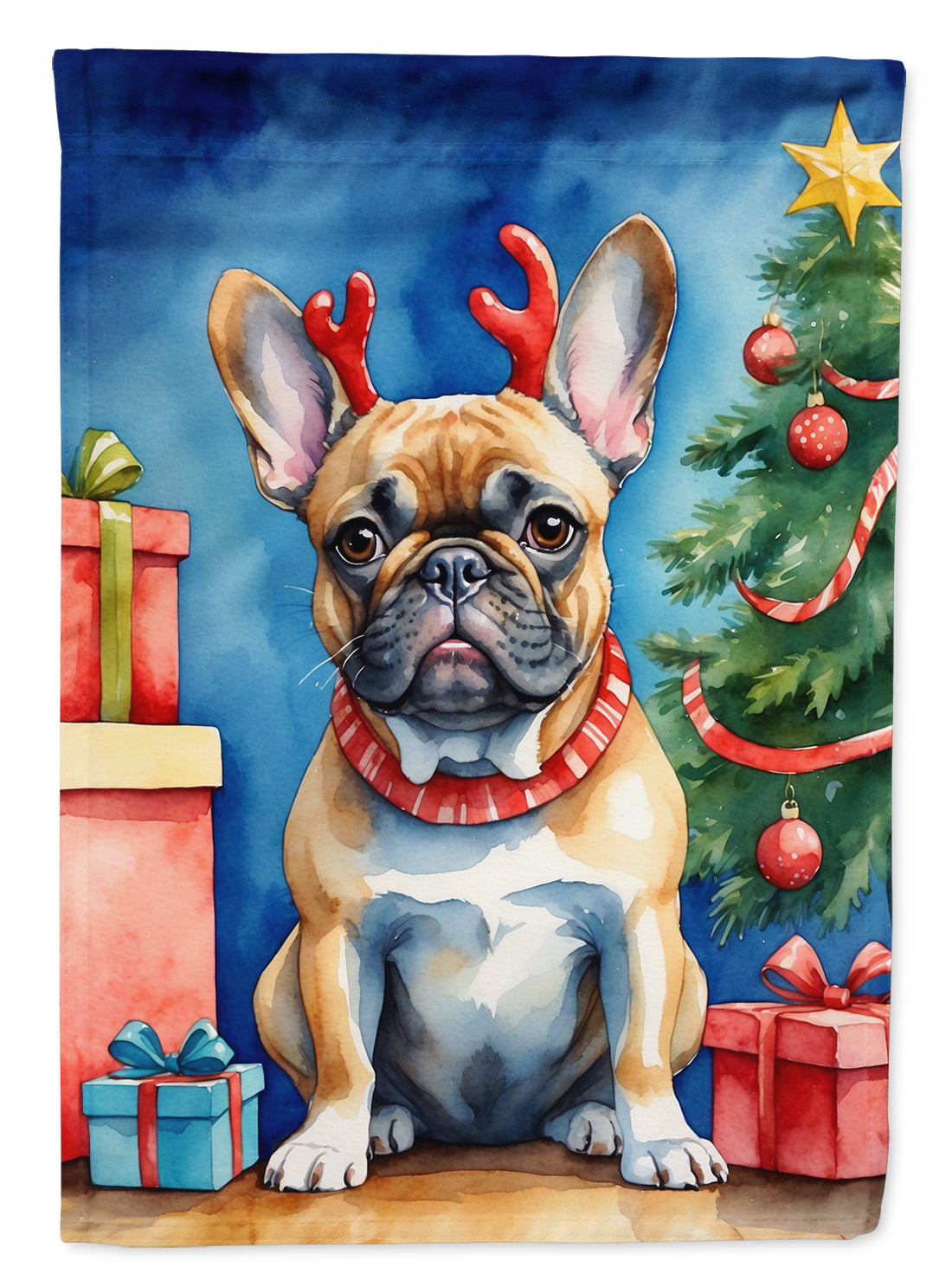 French Bulldog Christmas Reindeer Garden Flag Mailbox Decorative Yard Banner Outside Patio Artwork for Flower Beds, Garden Size, Multicolor