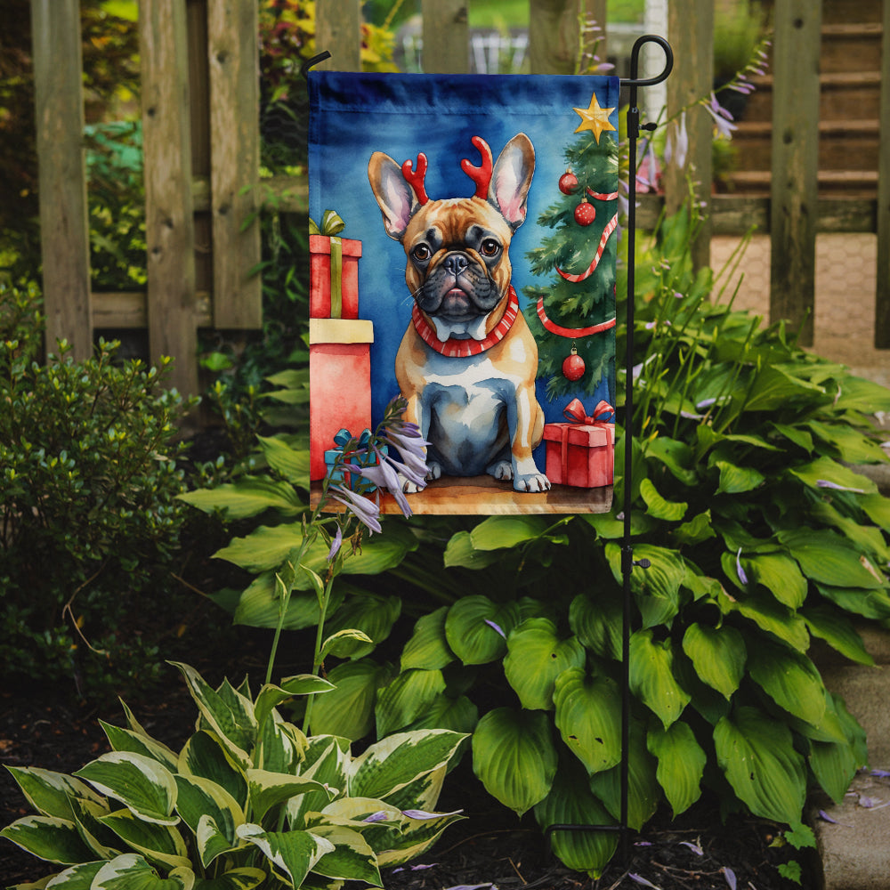 French Bulldog Christmas Reindeer Garden Flag Mailbox Decorative Yard Banner Outside Patio Artwork for Flower Beds, Garden Size, Multicolor