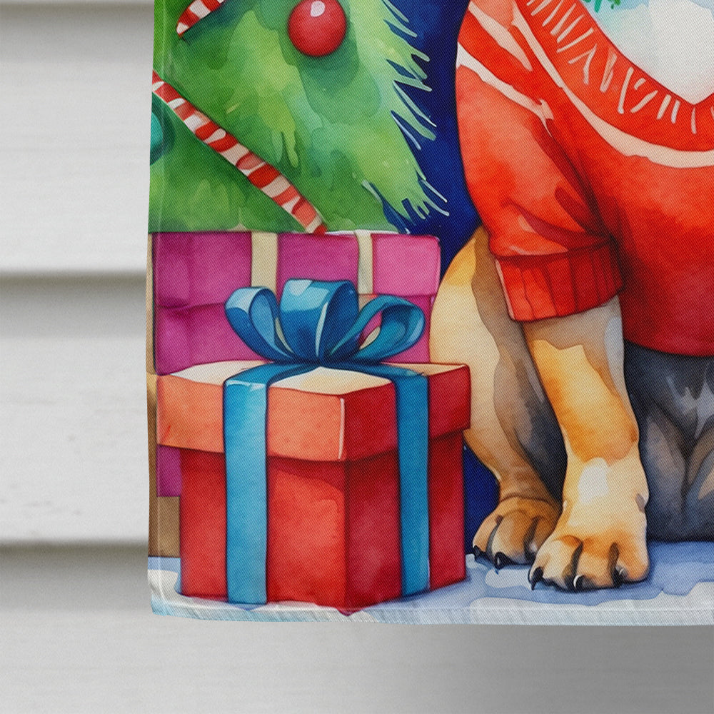 French Bulldog Christmas Reindeer House Flag 28x40 Porch Sleeve Pole Decorative Outside Yard Banner Artwork Wall Hanging, Polyester
