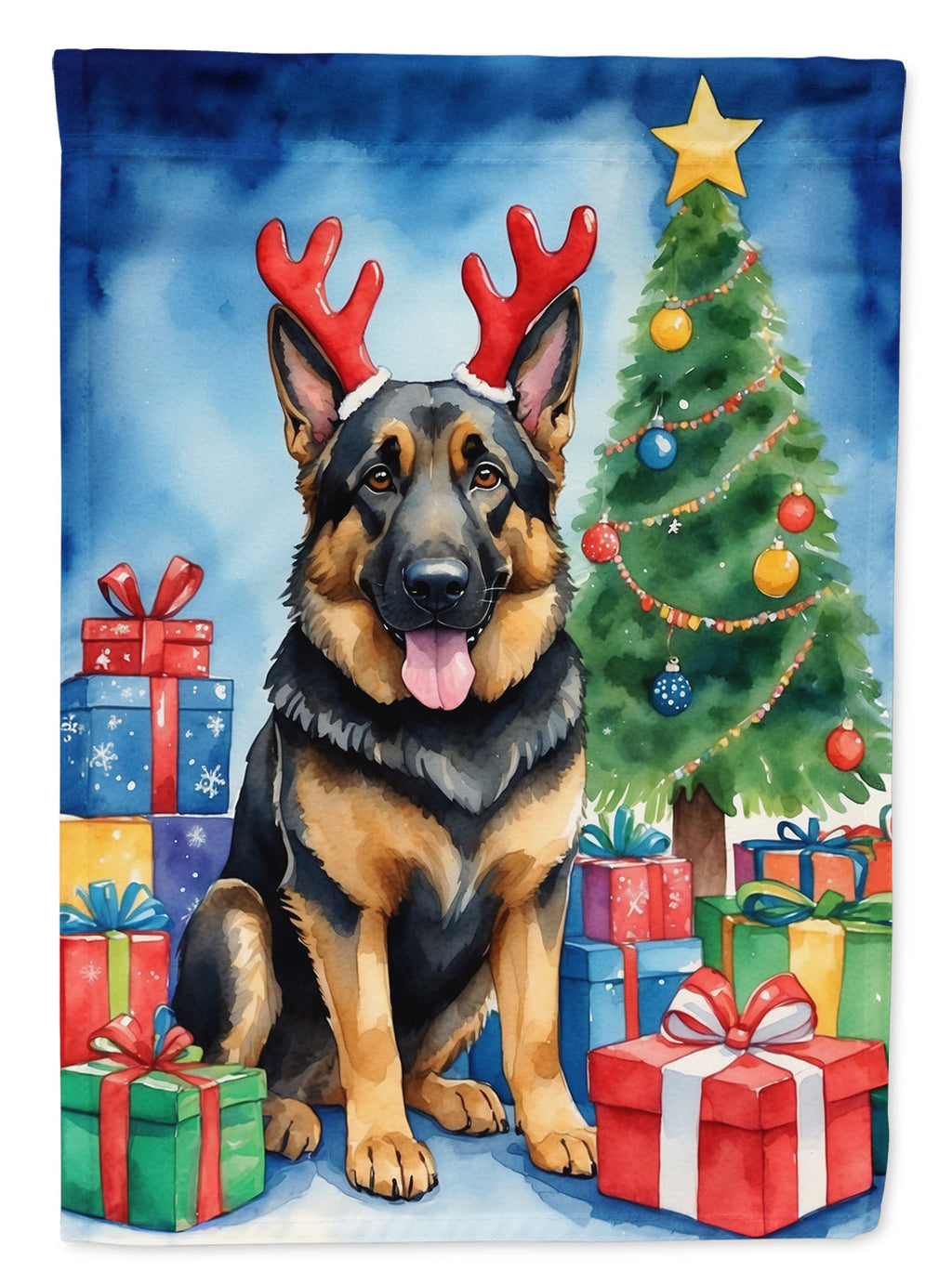 German Shepherd Christmas Reindeer Garden Flag Mailbox Decorative Yard Banner Outside Patio Artwork for Flower Beds, Garden Size, Multicolor