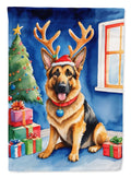German Shepherd Christmas Reindeer House Flag 28x40 Porch Sleeve Pole Decorative Outside Yard Banner Artwork Wall Hanging, Polyester