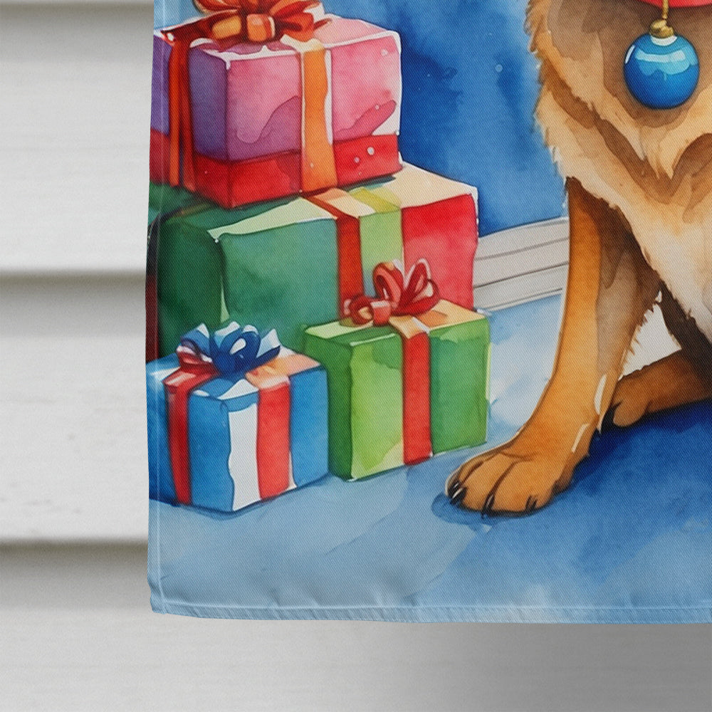 German Shepherd Christmas Reindeer House Flag 28x40 Porch Sleeve Pole Decorative Outside Yard Banner Artwork Wall Hanging, Polyester