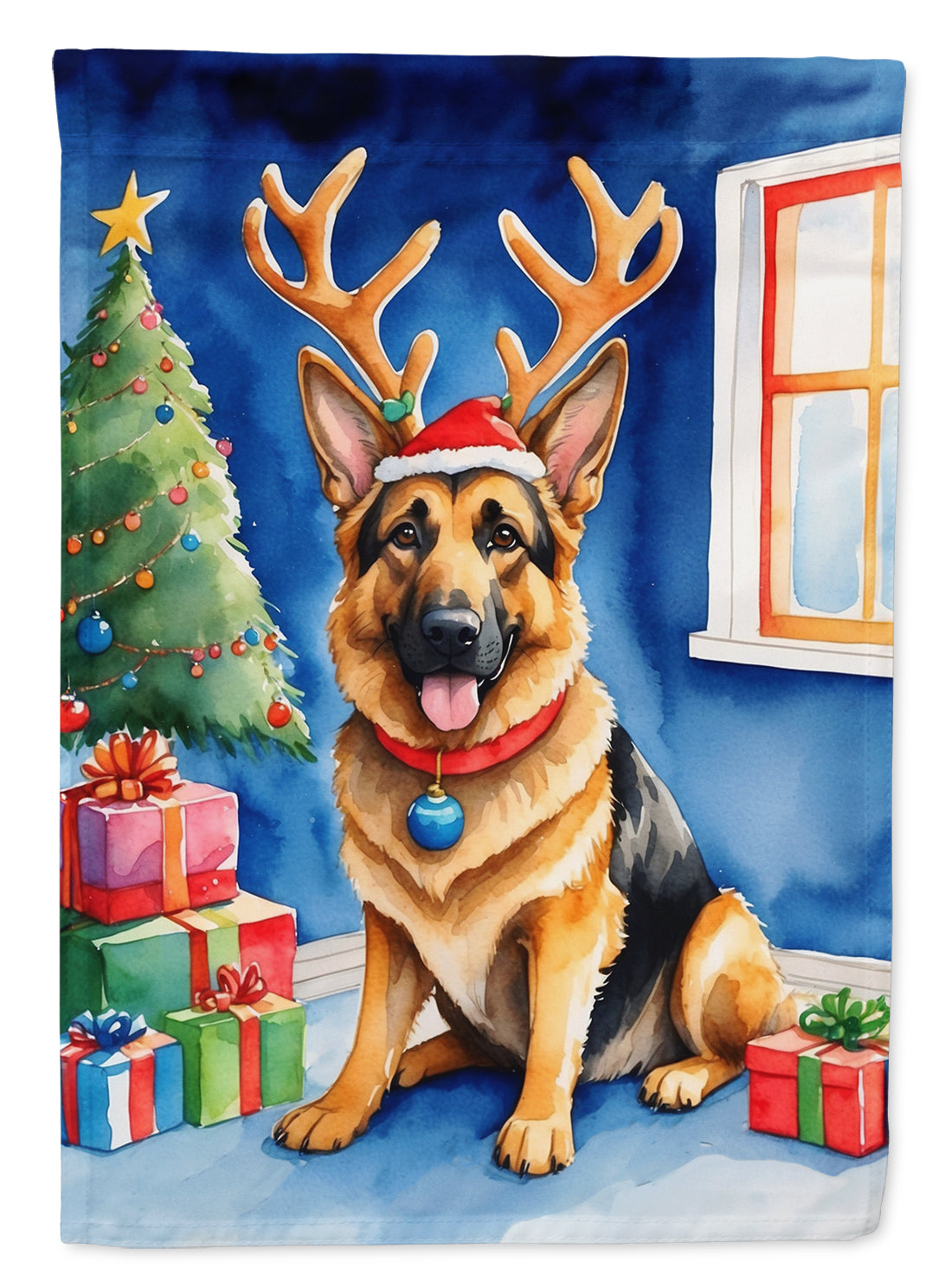 German Shepherd Christmas Reindeer Garden Flag Mailbox Decorative Yard Banner Outside Patio Artwork for Flower Beds, Garden Size, Multicolor