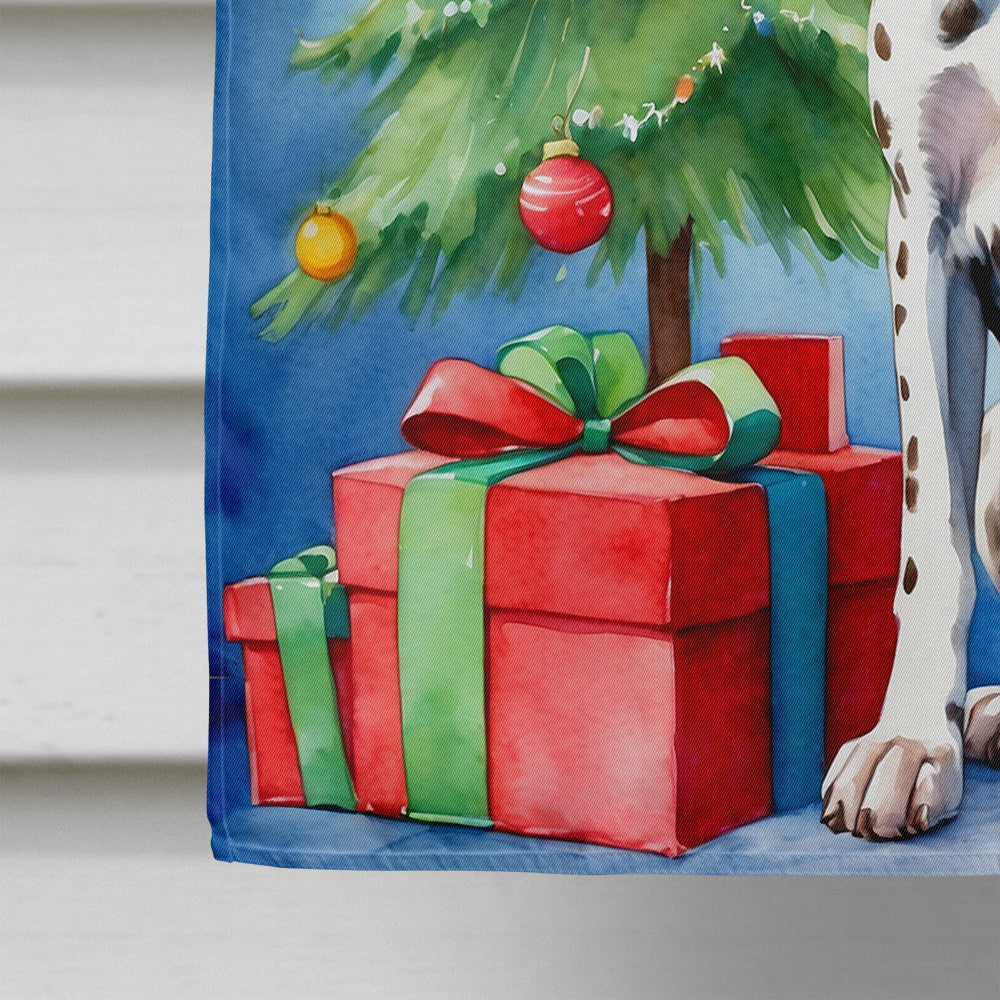 German Shorthaired Pointer Christmas Reindeer House Flag 28x40 Porch Sleeve Pole Decorative Outside Yard Banner Artwork Wall Hanging, Polyester