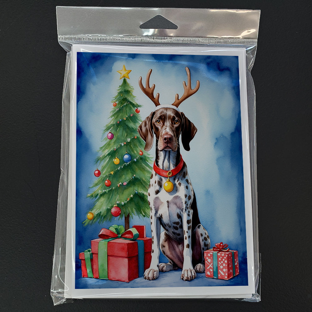 German Shorthaired Pointer Christmas Reindeer Greeting Cards Pack of 8 Blank Cards with Envelopes Whimsical A7 Size 5x7
