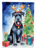 Giant Schnauzer Pointer Christmas Reindeer House Flag 28x40 Porch Sleeve Pole Decorative Outside Yard Banner Artwork Wall Hanging, Polyester