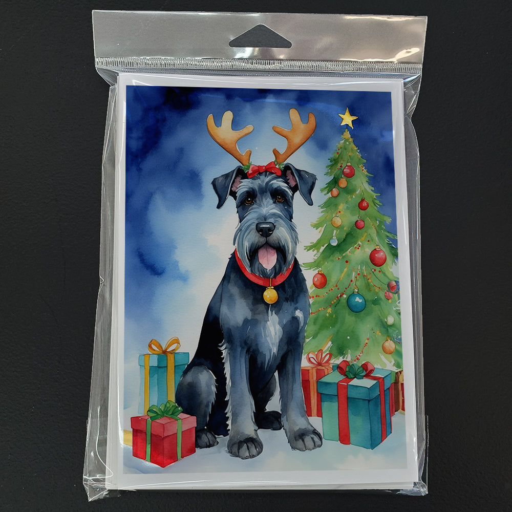 Giant Schnauzer Pointer Christmas Reindeer Greeting Cards Pack of 8 Blank Cards with Envelopes Whimsical A7 Size 5x7