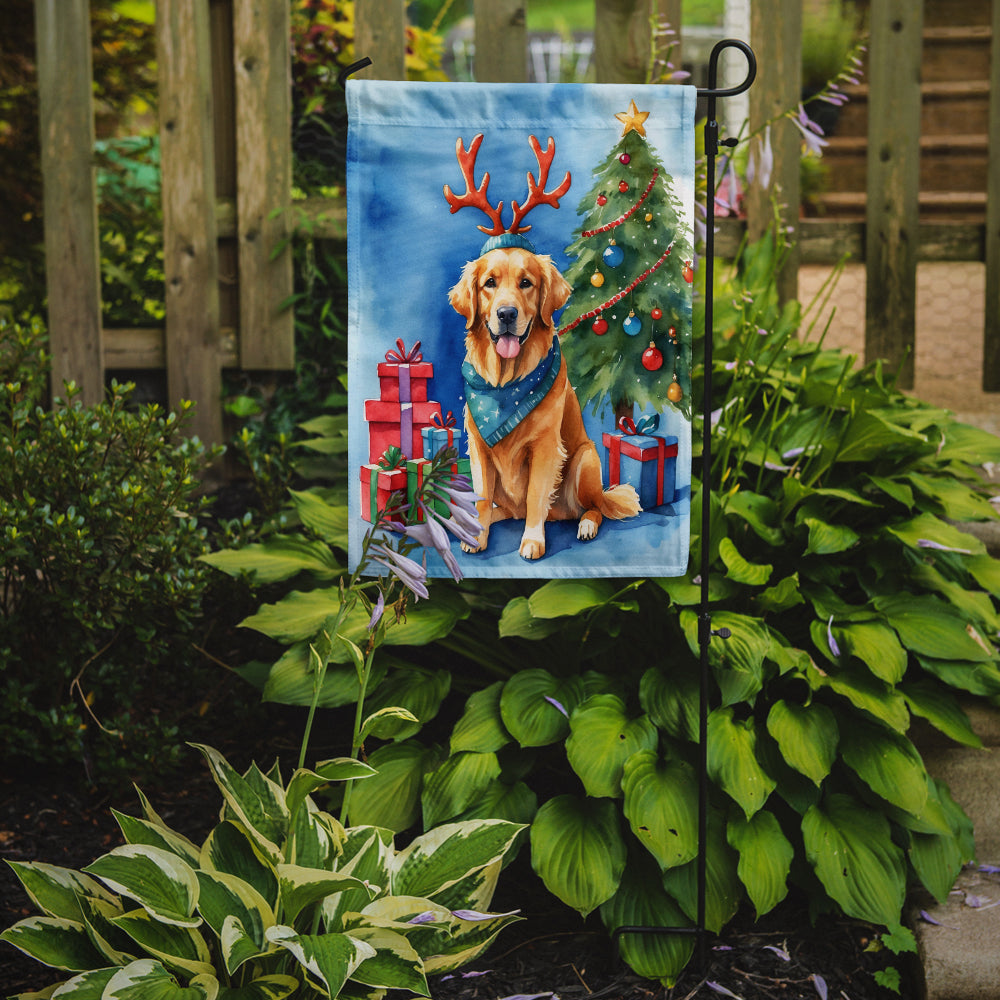 Golden Retriever Christmas Reindeer Garden Flag Mailbox Decorative Yard Banner Outside Patio Artwork for Flower Beds, Garden Size, Multicolor