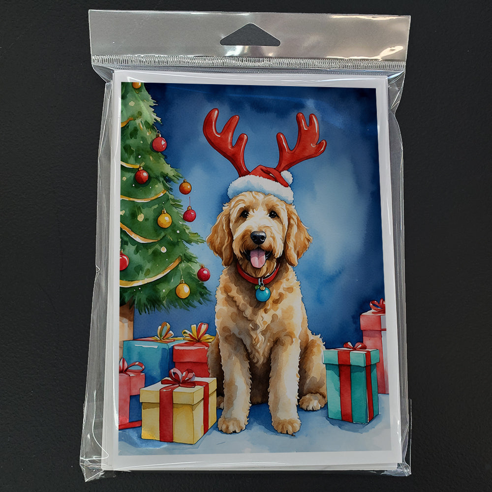 Goldendoodle Christmas Reindeer Greeting Cards Pack of 8 Blank Cards with Envelopes Whimsical A7 Size 5x7