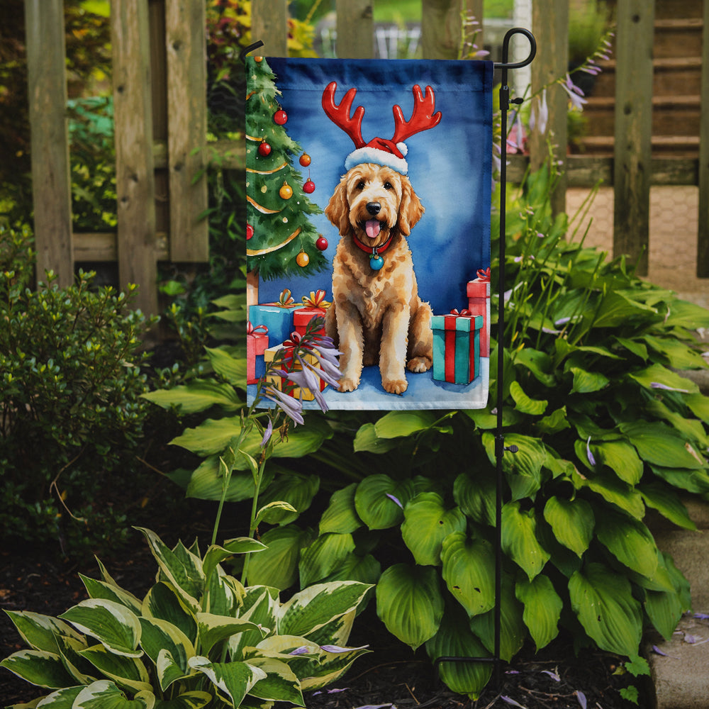 Goldendoodle Christmas Reindeer Garden Flag Mailbox Decorative Yard Banner Outside Patio Artwork for Flower Beds, Garden Size, Multicolor