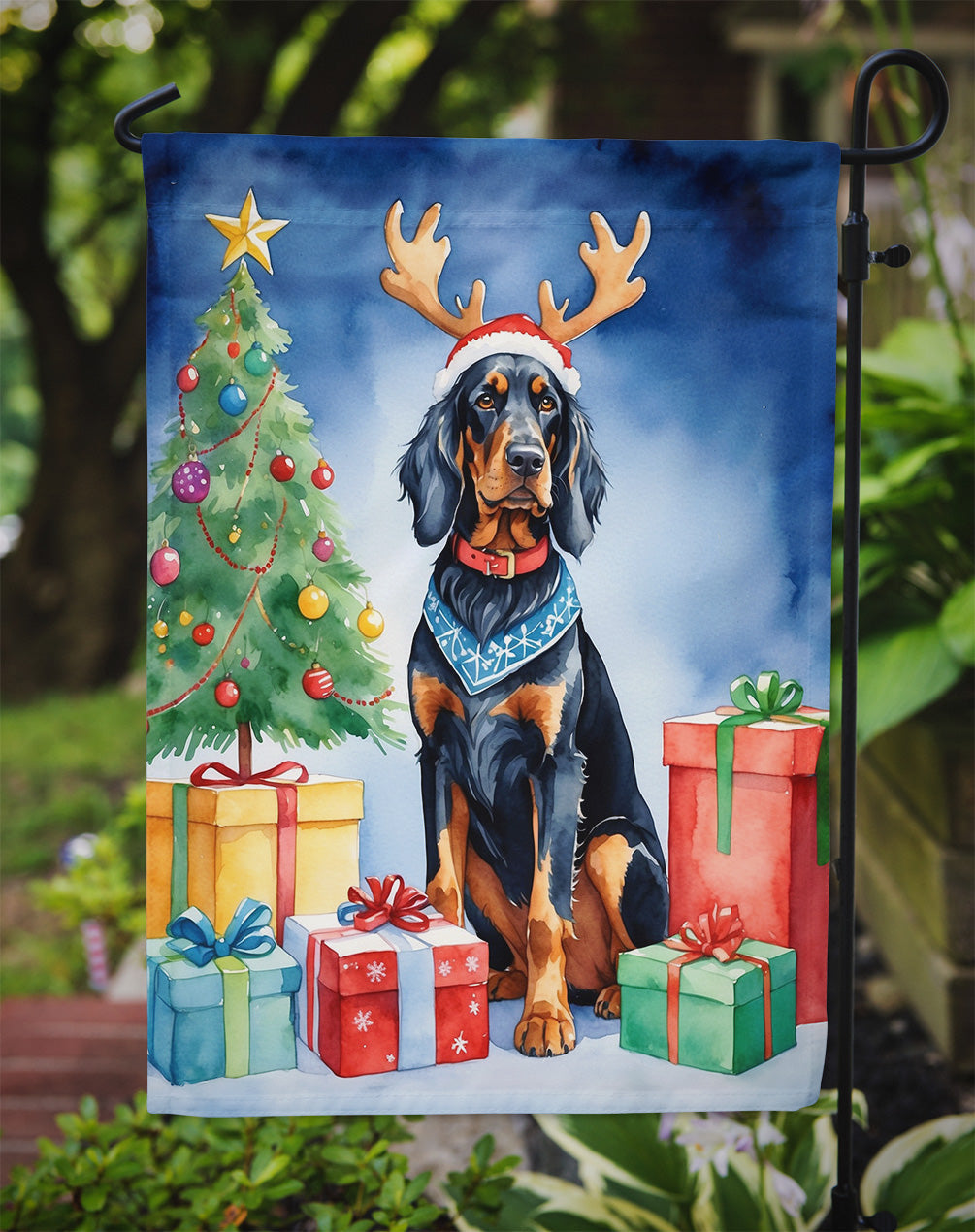 Gordon Setter Christmas Reindeer Garden Flag Mailbox Decorative Yard Banner Outside Patio Artwork for Flower Beds, Garden Size, Multicolor