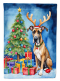 Great Dane Christmas Reindeer House Flag 28x40 Porch Sleeve Pole Decorative Outside Yard Banner Artwork Wall Hanging, Polyester