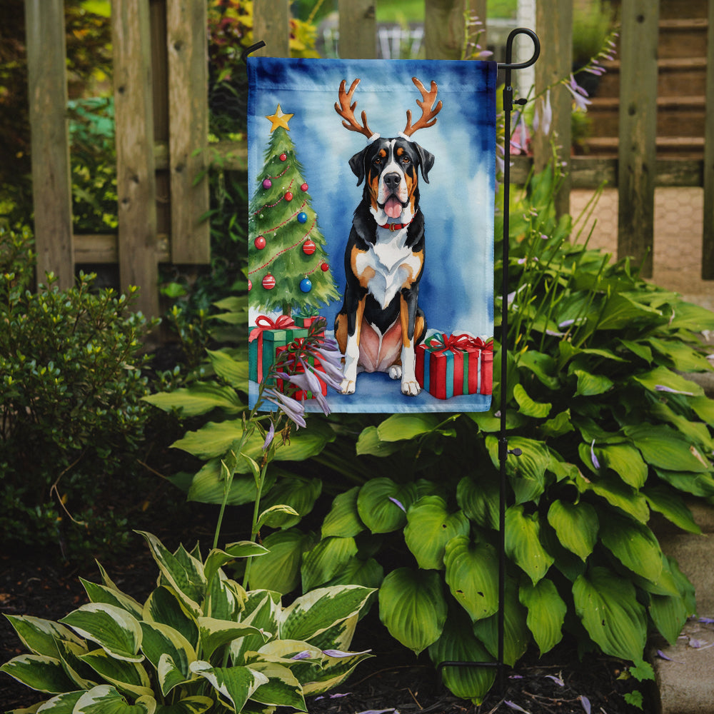 Greater Swiss Mountain Dog Christmas Reindeer Garden Flag Mailbox Decorative Yard Banner Outside Patio Artwork for Flower Beds, Garden Size, Multicolor