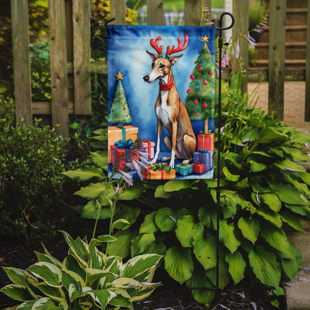 Greyhound Christmas Reindeer Garden Flag Mailbox Decorative Yard Banner Outside Patio Artwork for Flower Beds, Garden Size, Multicolor