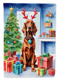 Irish Setter Christmas Reindeer House Flag 28x40 Porch Sleeve Pole Decorative Outside Yard Banner Artwork Wall Hanging, Polyester
