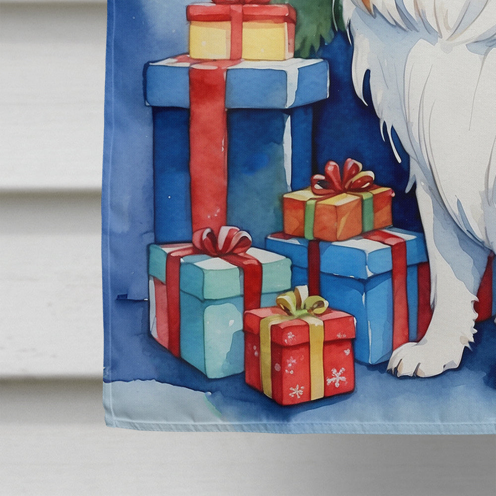 Japanese Chin Christmas Reindeer House Flag 28x40 Porch Sleeve Pole Decorative Outside Yard Banner Artwork Wall Hanging, Polyester