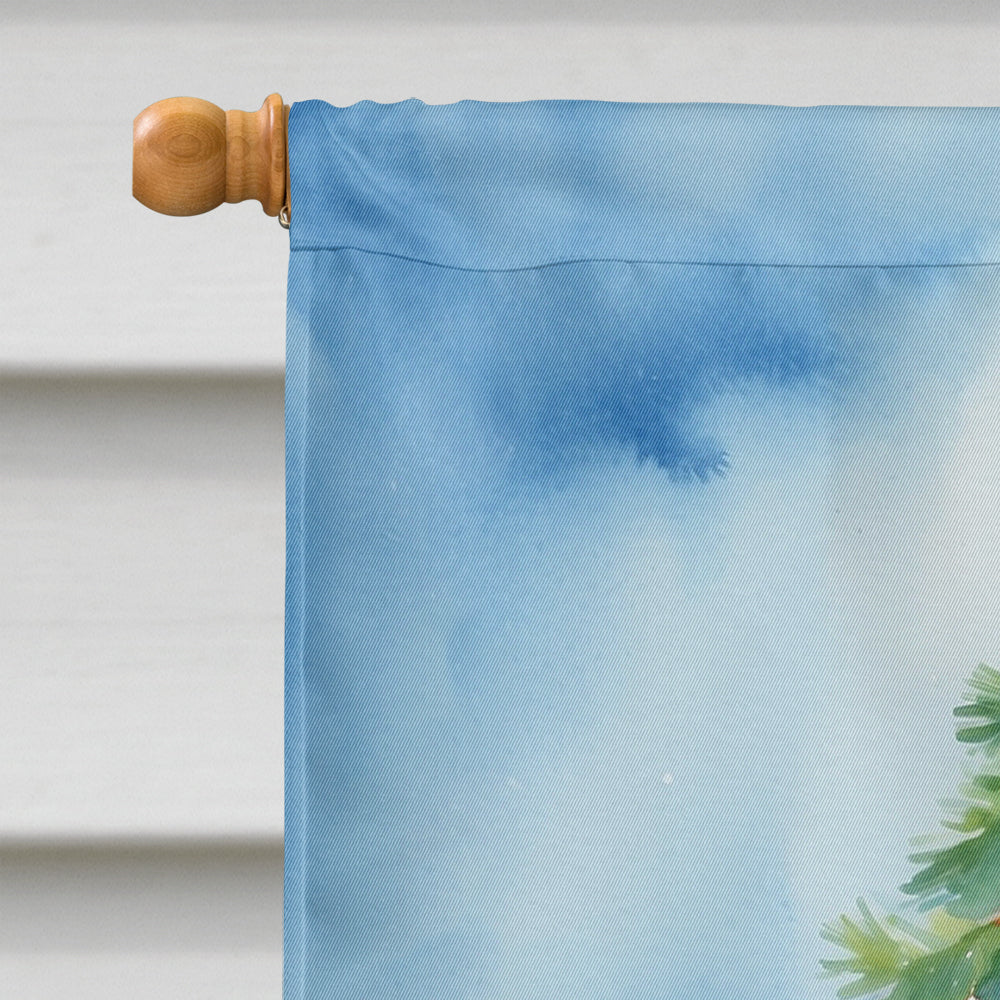 Japanese Chin Christmas Reindeer House Flag 28x40 Porch Sleeve Pole Decorative Outside Yard Banner Artwork Wall Hanging, Polyester