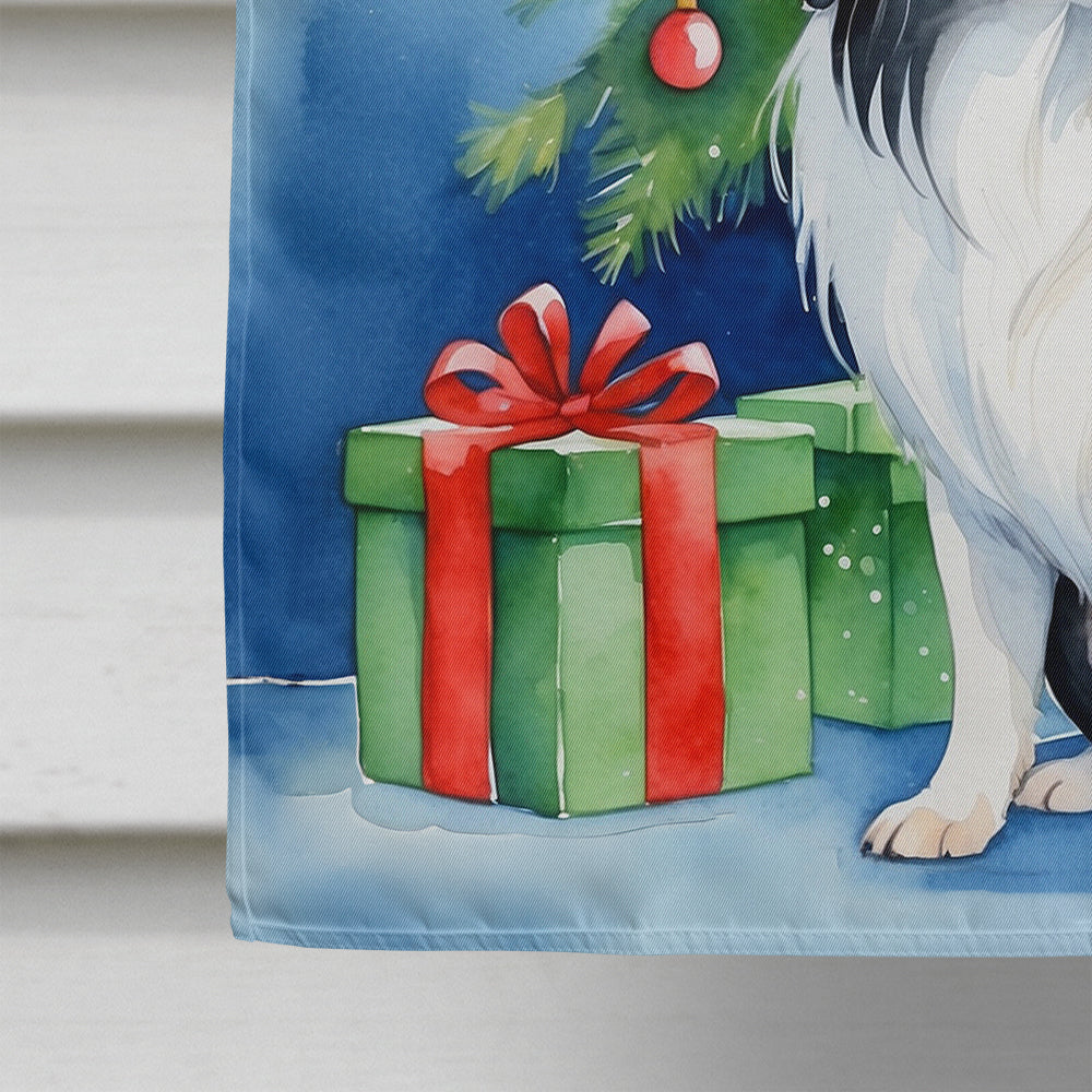 Japanese Chin Christmas Reindeer House Flag 28x40 Porch Sleeve Pole Decorative Outside Yard Banner Artwork Wall Hanging, Polyester