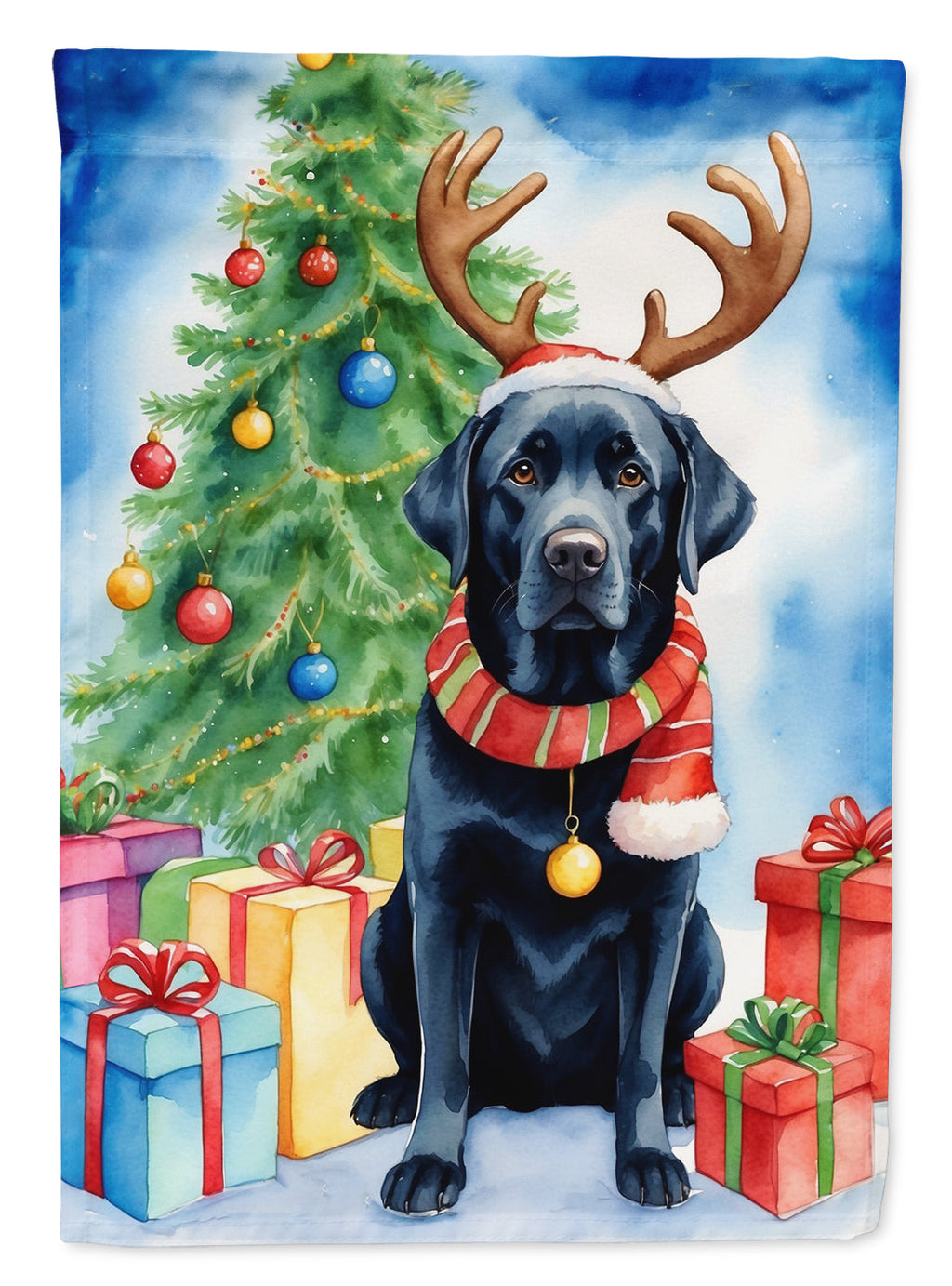 Black Labrador Retriever Christmas Reindeer Garden Flag Mailbox Decorative Yard Banner Outside Patio Artwork for Flower Beds, Garden Size, Multicolor