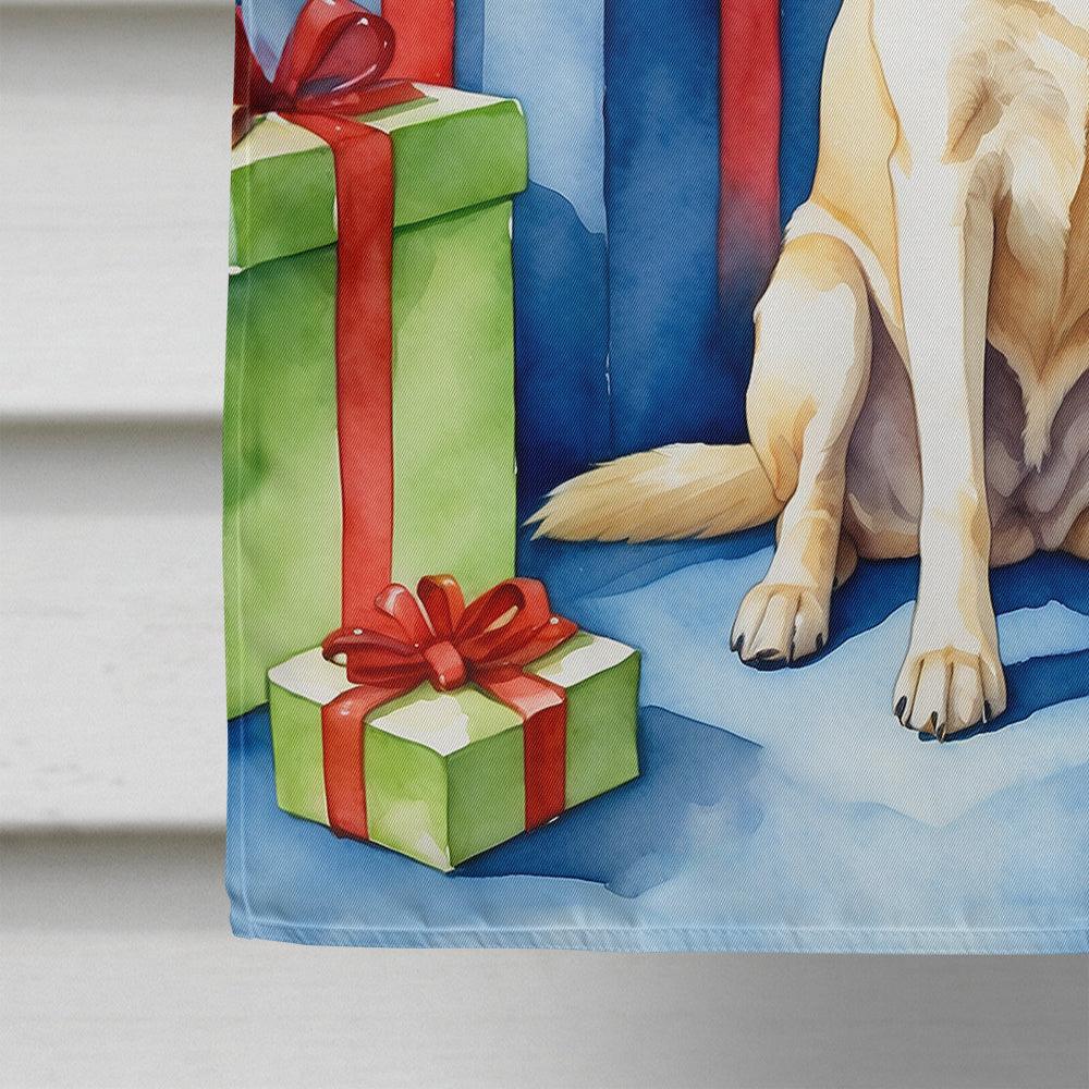 Yellow Labrador Retriever Christmas Reindeer House Flag 28x40 Porch Sleeve Pole Decorative Outside Yard Banner Artwork Wall Hanging, Polyester