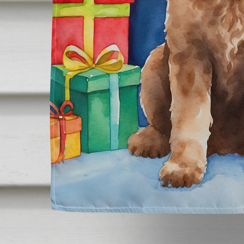 Labradoodle Christmas Reindeer House Flag 28x40 Porch Sleeve Pole Decorative Outside Yard Banner Artwork Wall Hanging, Polyester