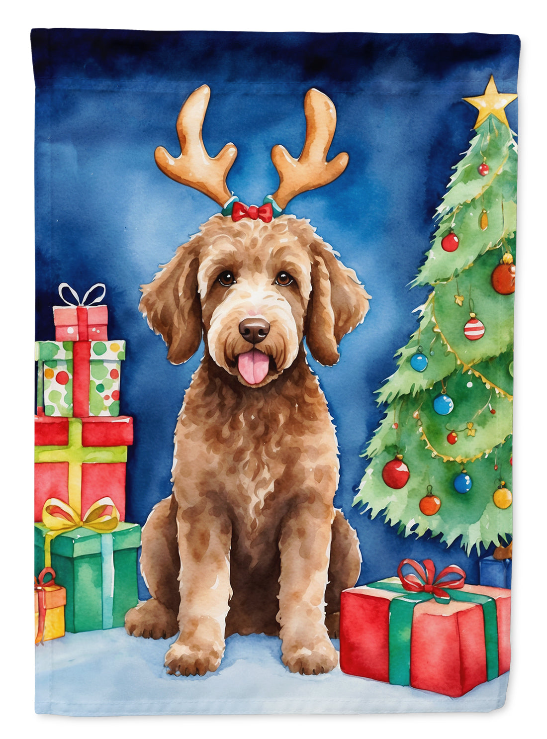 Labradoodle Christmas Reindeer Garden Flag Mailbox Decorative Yard Banner Outside Patio Artwork for Flower Beds, Garden Size, Multicolor
