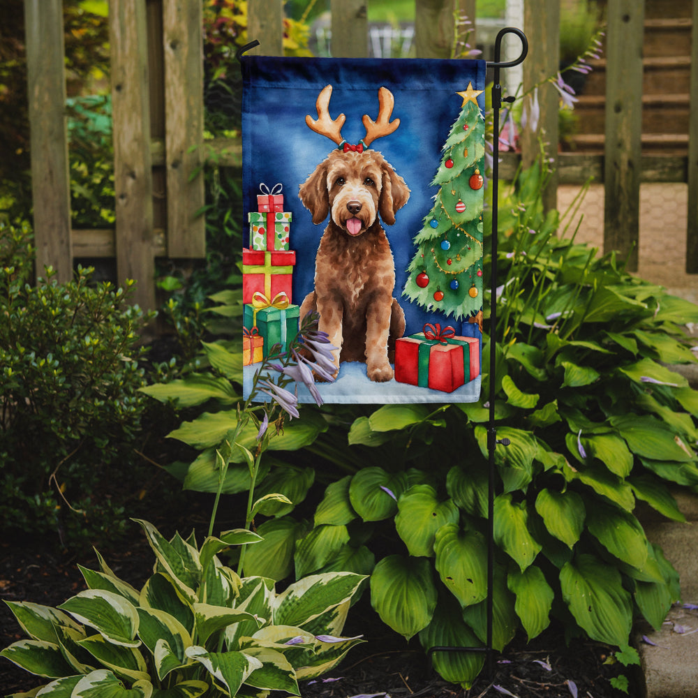 Labradoodle Christmas Reindeer Garden Flag Mailbox Decorative Yard Banner Outside Patio Artwork for Flower Beds, Garden Size, Multicolor
