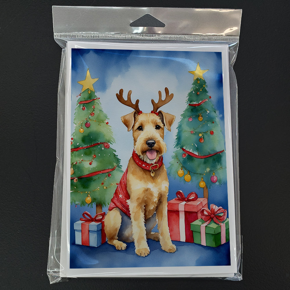 Lakeland Terrier Christmas Reindeer Greeting Cards Pack of 8 Blank Cards with Envelopes Whimsical A7 Size 5x7