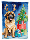 Leonberger Christmas Reindeer House Flag 28x40 Porch Sleeve Pole Decorative Outside Yard Banner Artwork Wall Hanging, Polyester