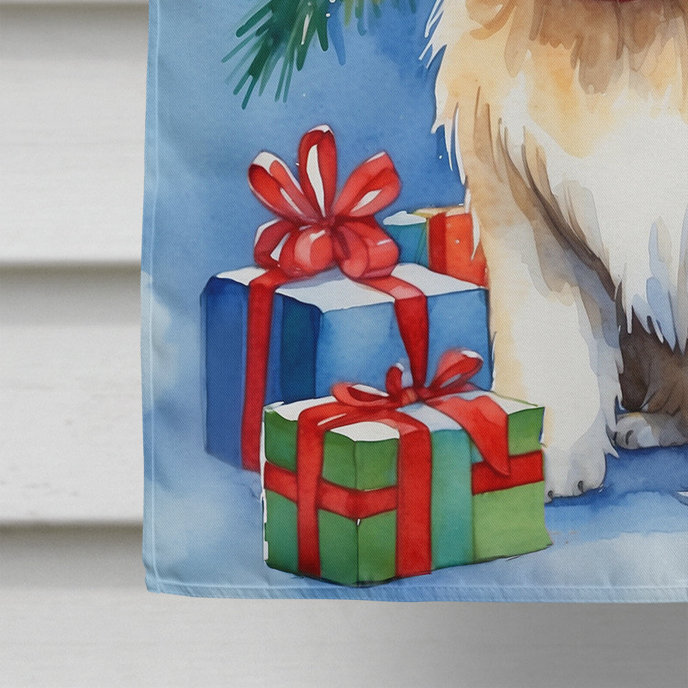Lhasa Apso Christmas Reindeer House Flag 28x40 Porch Sleeve Pole Decorative Outside Yard Banner Artwork Wall Hanging, Polyester