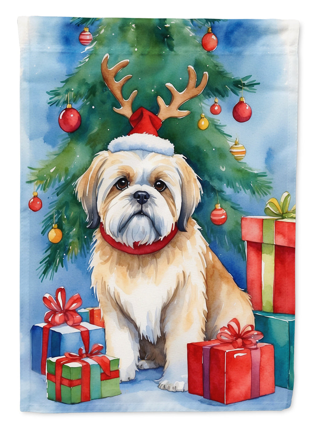 Lhasa Apso Christmas Reindeer Garden Flag Mailbox Decorative Yard Banner Outside Patio Artwork for Flower Beds, Garden Size, Multicolor